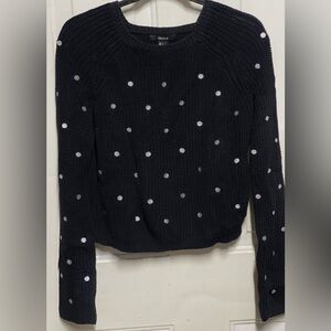 Forever 21 Black Polka Dot Cropped Knit Sweater Women’s Size L